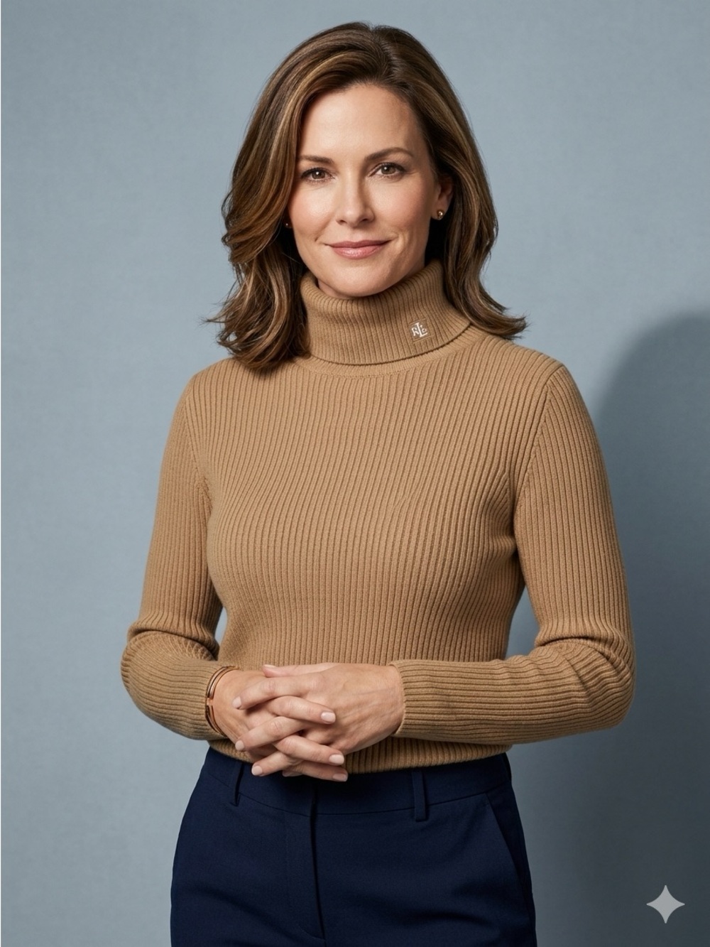 Lauren Ralph Lauren Camel Ribbed Turtleneck Sweater